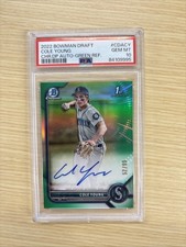 2022 Bowman Draft Cole Young 1st Bowman Chrome Green Refractor /99 PSA 10