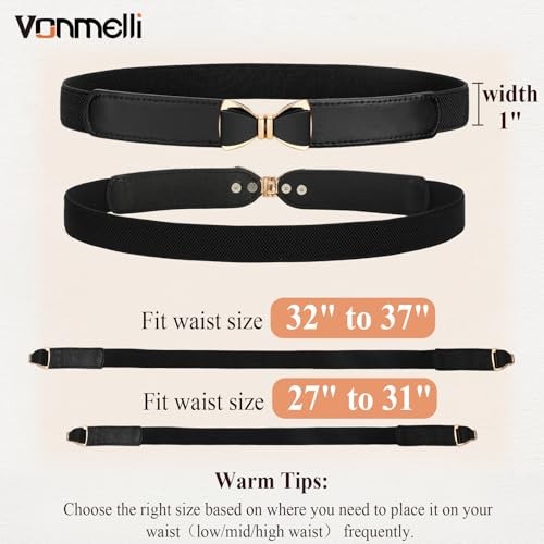 Womens Skinny Elastic Belt Stretchy Bow Belt for Fit waist size 32"-37" Beige - Bild 5 von 6