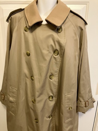 VTG Burberrys Trench Coat Mens 42 42R Nova Check Camel Hair Wool Double Breasted - Picture 2 of 19