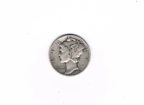 1940 Mercury Dime. Extra fine condition. 90% silver. Inv#188
