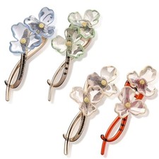4PCS Flower Hair Clips for women,Crystal Invisible Claw Twist Clip, French Pin