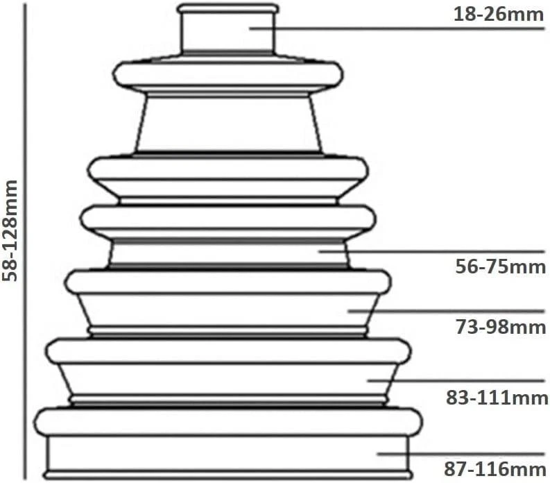 New Universal Stretch Cv Drive Shaft Boot Kit No Dismantling + Cone + Grease Kit - Image 4 of 4
