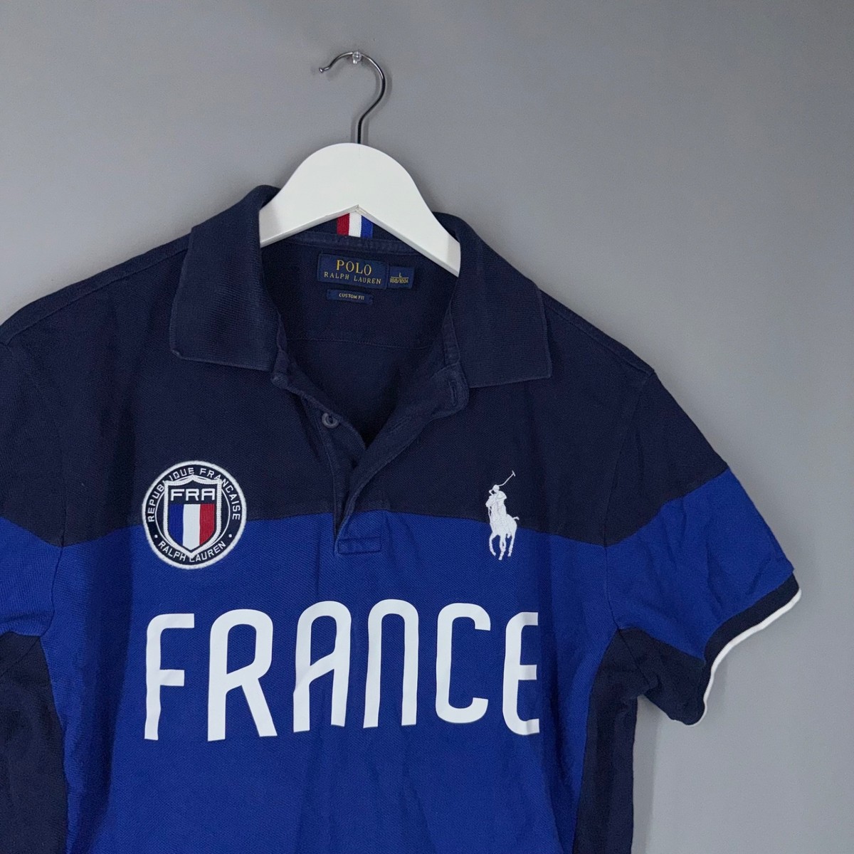 POLO RALPH LAUREN MEN BLUE POLO SHIRT FRANCE FLAG MEDIUM #16