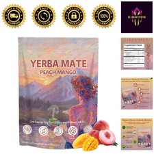 Low Sugar Yerba Mate Instant Tea - Energizing Peach Mango Flavor, 30 Servings