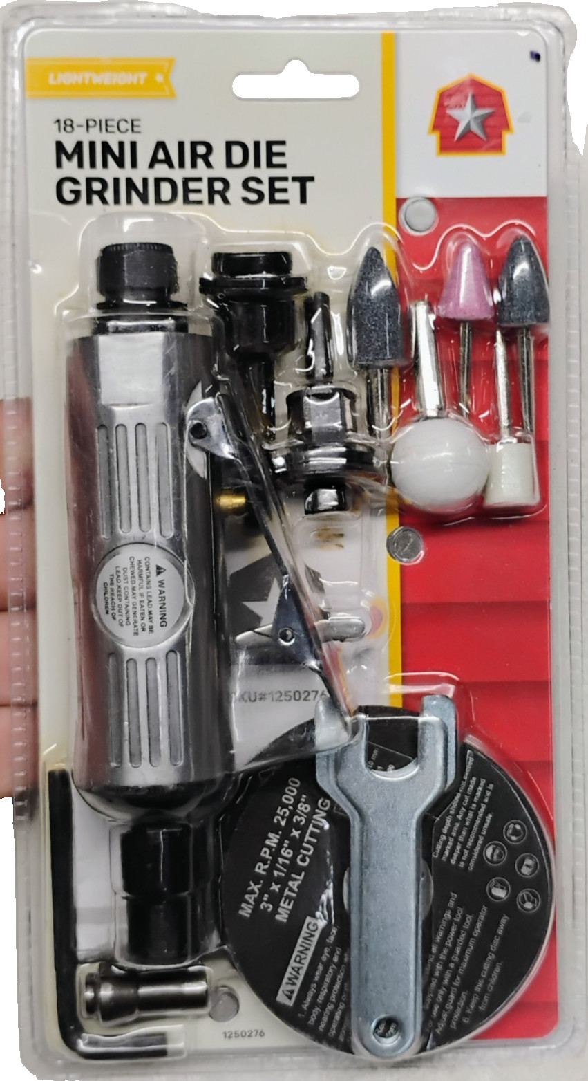 Air Die Grinder Kit 18Pcs Pneumatic Mini Straight Grinder Cut Metal Tire Repair