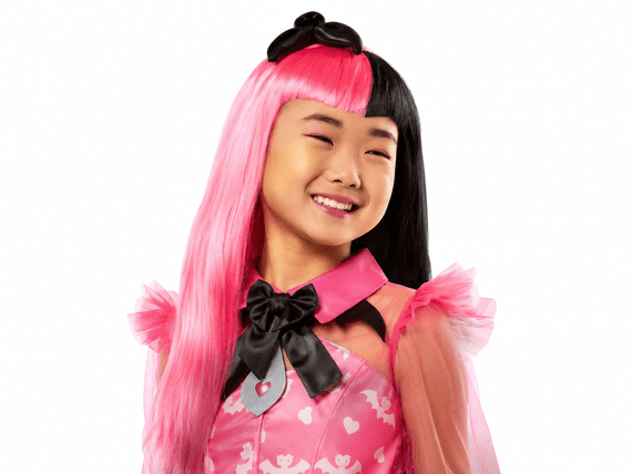 Monster High Girls Draculaura Wig Pink Black Vampire Fancy Dress Accessory