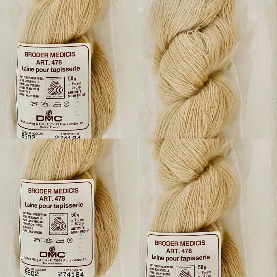 4 Hanks 8502 DMC Broder Medicis Tapestry Wool Beige Vintage French Thread 50g - Image 4 of 4