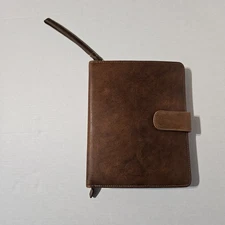 Vintage Leather Franklin Covey Zippered Planner w/handle leather Good Condition
