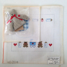 3D Bear in Pocket Pillow Hand Painted Needlepoint Canvas Yarn 3 Kittens Shop