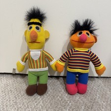 Vintage 1984 1985 Playskool Sesame Street Bert  Ernie Plush Soft Stuffed 12  