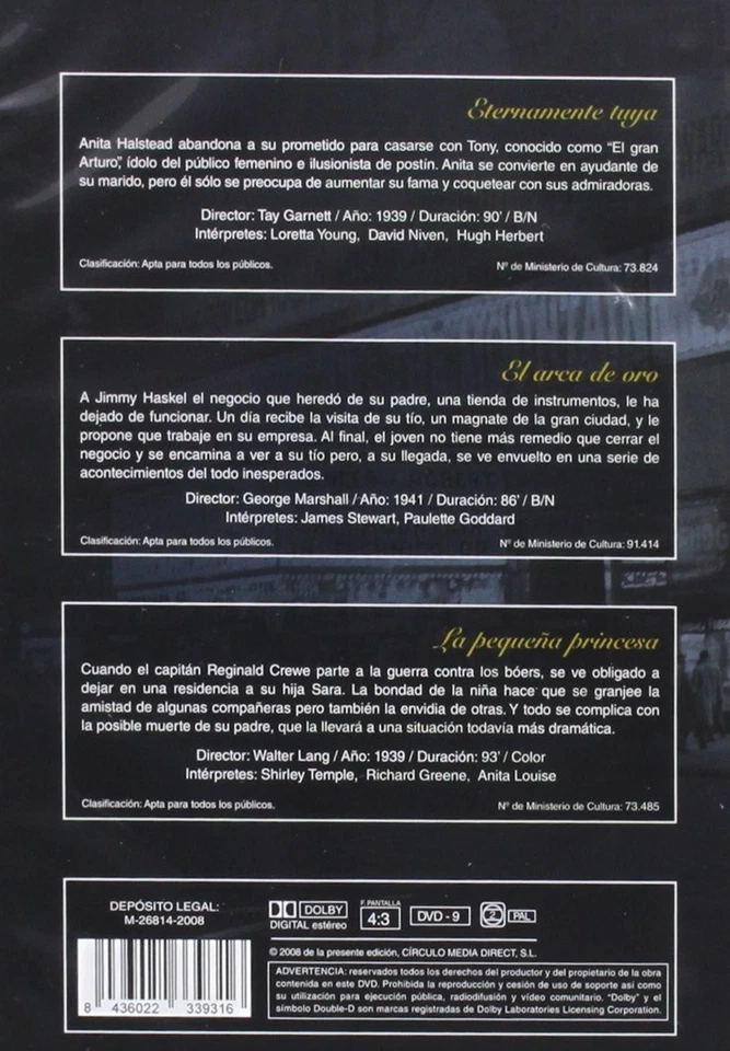 Joyas Del Cine Comedia [DVD] Eternamente Tuya+El Arca de Oro+La Pequeña Princesa - Image 2 of 3