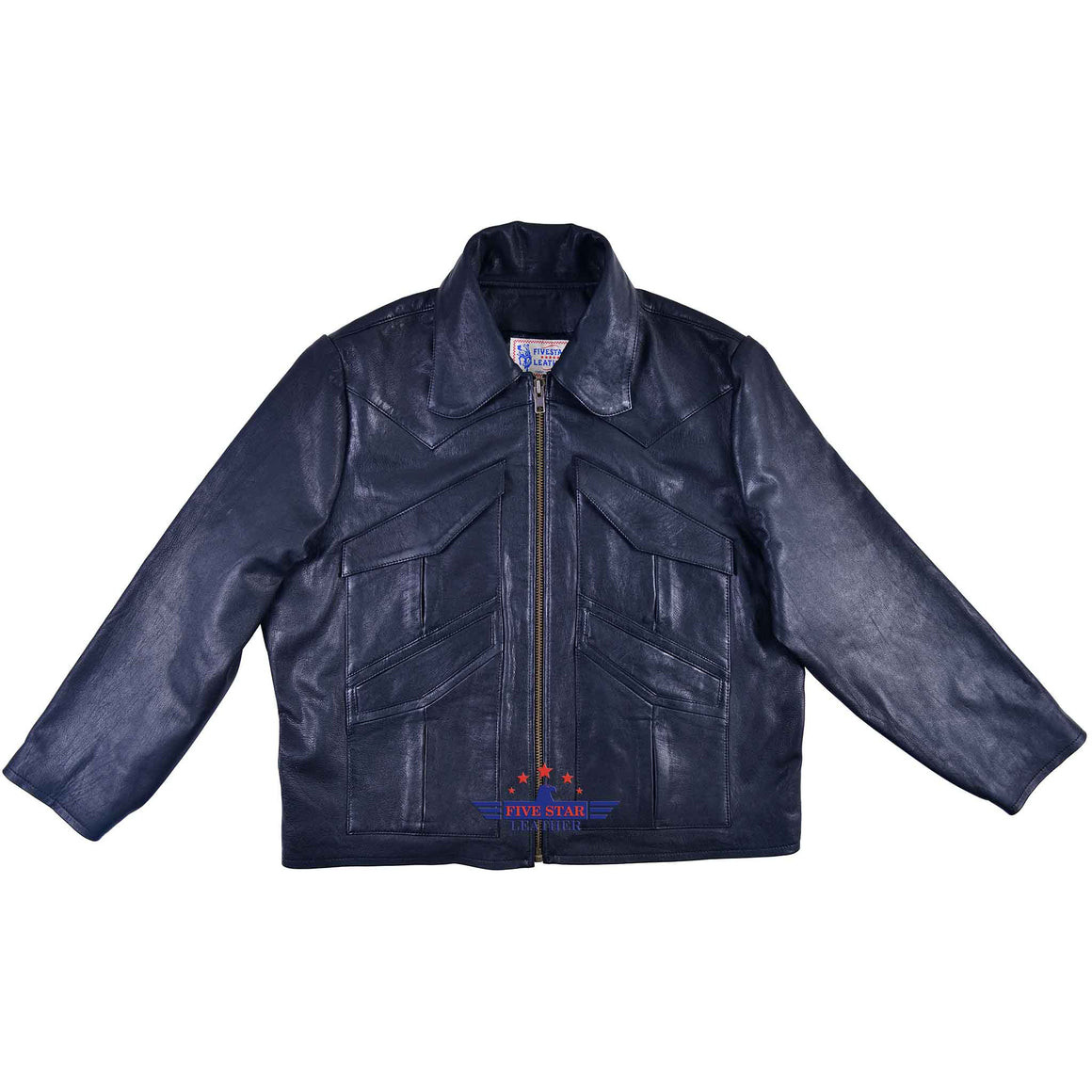 FiveStar Leather Men Vintage Fashion Winchester Black Goatskin Handmade Jacket