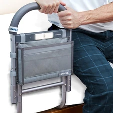 Bed Rails for Elderly with Motion Light, Storage Pocket & Non-Slip Handle