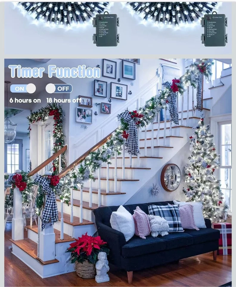 Battery Operated String Lights 4 Pack 16.5Ft 50LED String Lights with Remote ... - Image 2 of 4