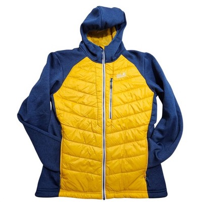 Jack Wolfskin Hybrid Jacket Mens L Blue Yellow Stormlock Microguard Hoodie