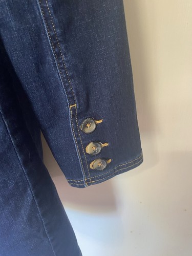 ONLY dark blue denim long sleeve button front dress medium 10 12 cotton - Picture 4 of 7