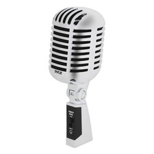 Classic Retro Vintage Style Dynamic Vocal Microphone w/ 16' XLR Cable Silver