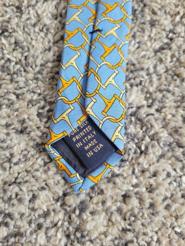 BROOKS BROTHERS Makers Blue Gold Horsebit Print Silk Men's Neck Tie USA MADE - Picture 6 of 6