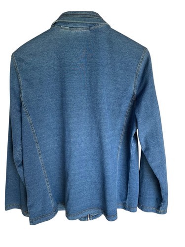 Draper’s & Damon’s Blue Denim Look Stretch Cotton Zip Up Jacket Pockets Coat - Picture 20 of 23