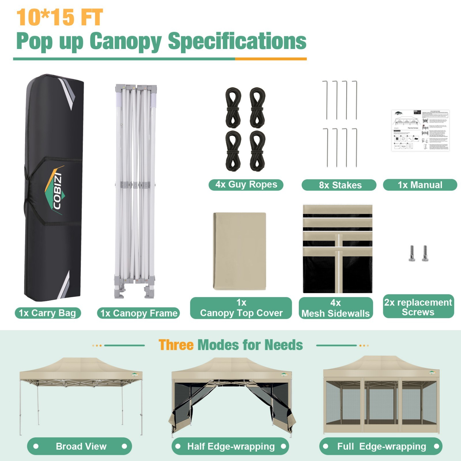 Canopy 10x10ft/10x20ft Heavy Duty Pop up Gazebo Mesh Screen Tent with Sidewalls