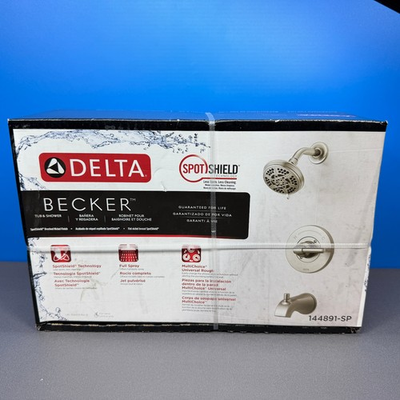 #ad DELTA BECKER TUB amp; SHOWER HEAD FAUCET SET 144891 SP SPOTSHIELD BRUSHED NICKEL $99.99