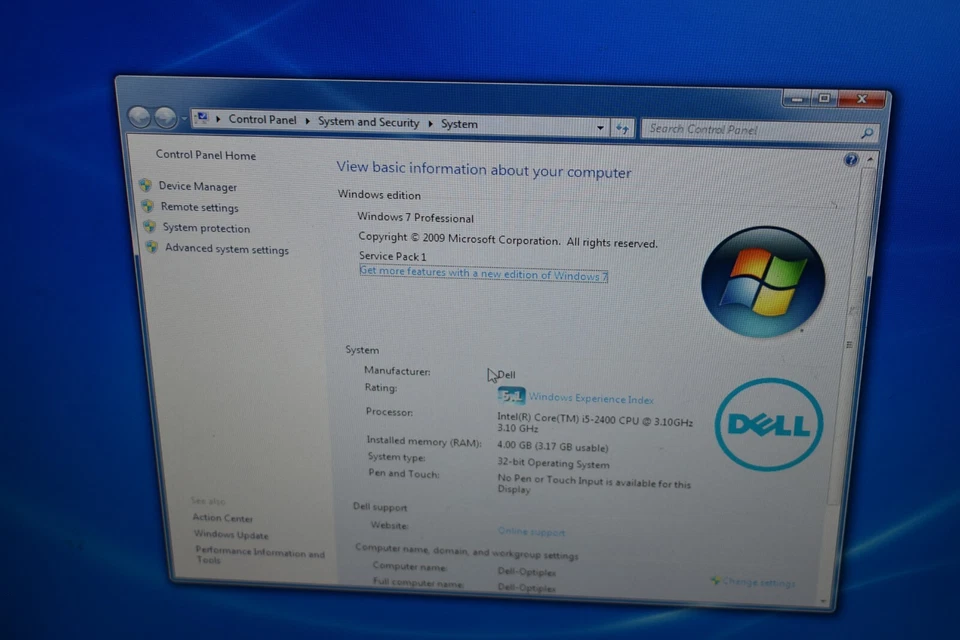 Dell Optiplex 990 Quad Core i5-2400 3.1GHz 1TB HDD Windows 7 Pro 32-bit DVD-RW - Image 3 of 4