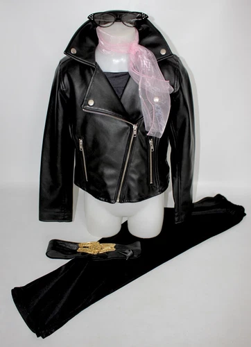 Sandy Last Scene Jacket Leggings Glasses Scarf Fancy Dress Costume Grease 8 9 10