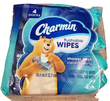 Charmin flushable wipes shower fresh scent 160 wipes (4 packs of 40 wipes)