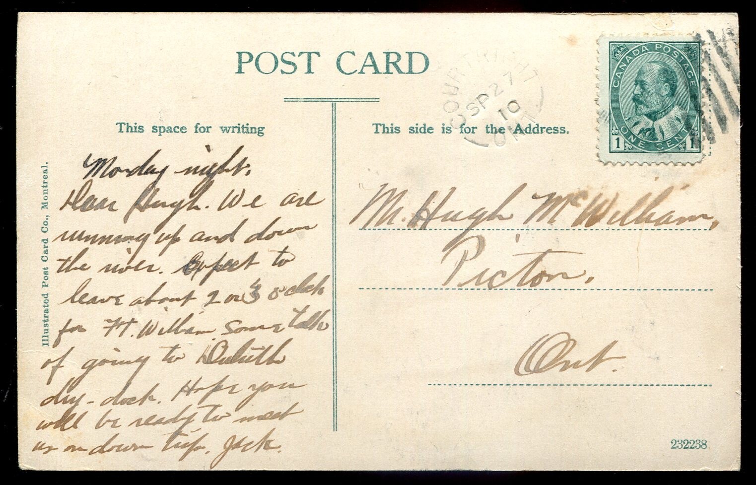 COURTRIGHT Ontario Postcard 1910 Train Station Ferry Landing eBay