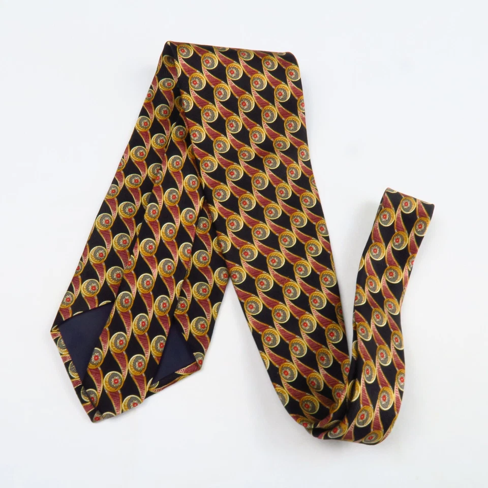 Corbata Tom James negra roja dorada abstracta geométrica para hombre 57x3,75 moderna Foto 4 de 4