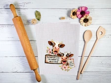 Eat More Cake, Waffle Weave Kitchen Dish Cloth, Micro Fiber, 12x12", (wc39)