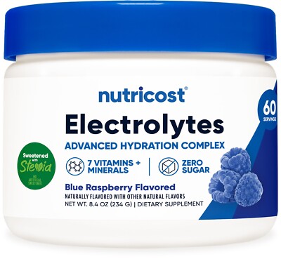 Nutricost Electrolyte Complex Hydration Powder (60 Servings, Blue Raspberry)