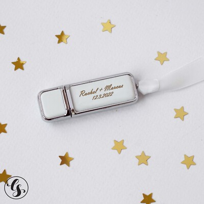 Leather USB 2.0 Flash Drive White Box Pendrive Storage Custom Wedding Gift logo