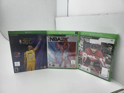 3 NEW MINT GAMES NBA 2K21 Mamba Forever & NBA 2K22 & NHL 21 FOR XBOX Series X