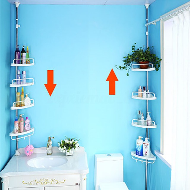 4 Tier Telescopic Bathroom Corner Shower Shelf Rack ...