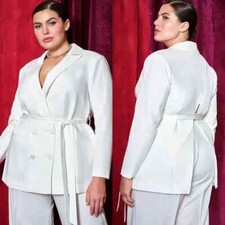 Eloquii White Split Back Spring Blazer Jacket White 18