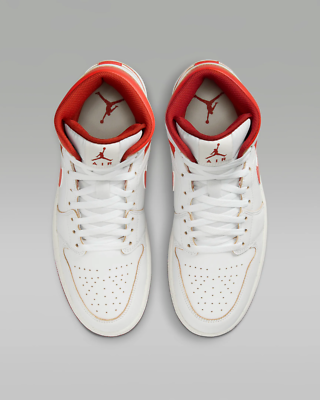 Air Jordan 1 Mid SE White Red/Sail/Lobster FJ3458-160 Men display picture 2