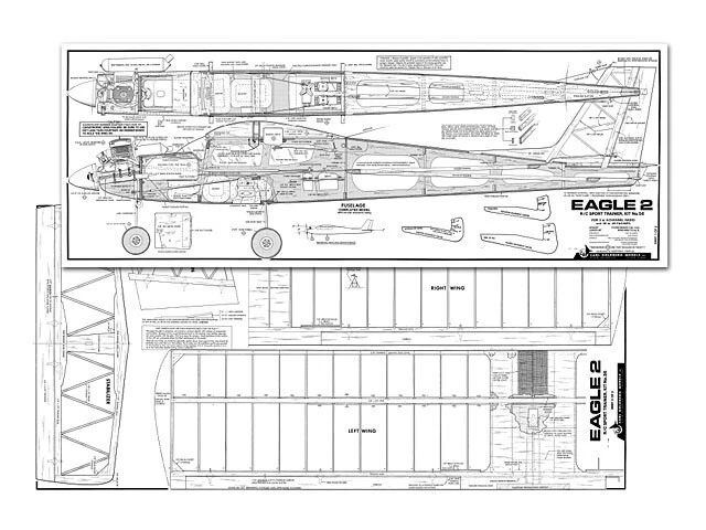 Eagle 2 Sport Trainer 63" Wingspan RC Model Airplane Printed Plans & Templates - Image 2 of 2