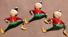 Lot Of 3 Sunhill Industry Sitting Plastic Christmas Elf 1981 Shelf Mantel