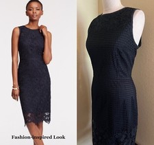 ANN TAYLOR * MIDNIGHT BLUE CROCHET LACE SHEATH * SLEEVELESS * SIZE 8 NWT
