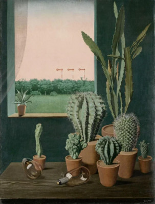 Georg Scholz : Cacti and Semaphores : 1923 : Archival Quality Art Print 11x17