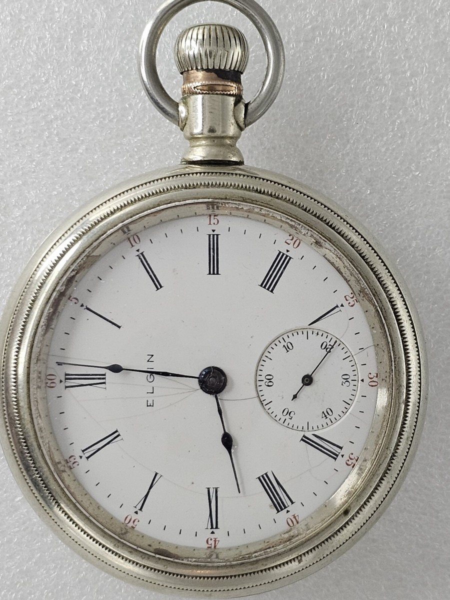 elgin sterling silver pocket watch