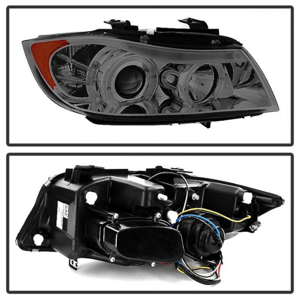 Faros proyectores Spyder LED Halo Smoke para BMW E90 3 2006-2008 serie Foto 2 de 4