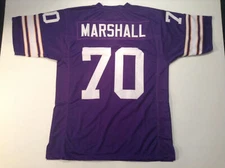 UNSIGNED CUSTOM Sewn Stitched Jim Marshall Purple Jersey - M, L, XL, 2XL, 3XL