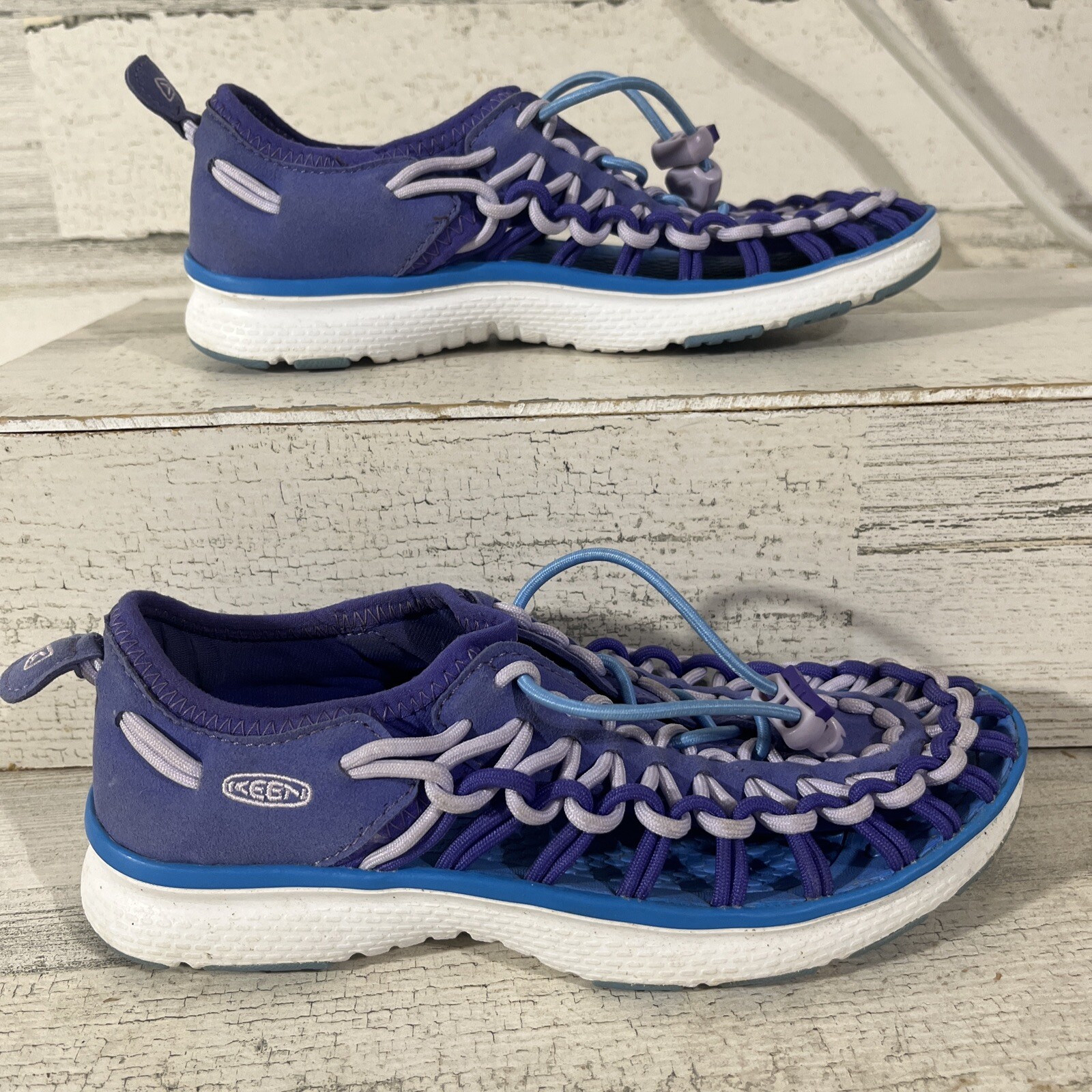 Keen Shoes Girls 2 Uneek Purple Woven Paracord Sandals Outdoor Slip On EUC image 5