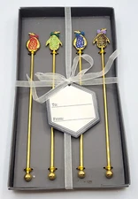 4-Piece Penguin-Bling Swizzle Sticks Stirrers Thirstystone Table Decor Set
