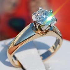 14k yellow gold 1.02ct natural diamond solitaire engagement ring 3.7gr size 6