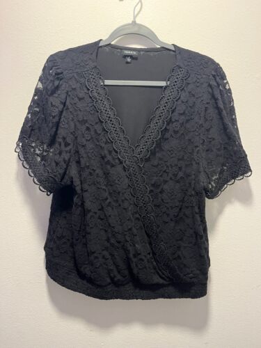 Torrid Black Babydoll Lace Top Lined V-Neck Flutter Short Sleeve Chic Size 2x