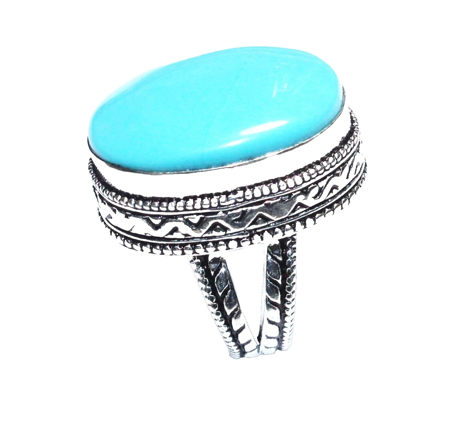 Turquesa Anillo de Plata Plateado 9 Anillos de Moda