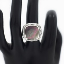 David Yurman 925 Rare Black MOP Diamond Albion Ring